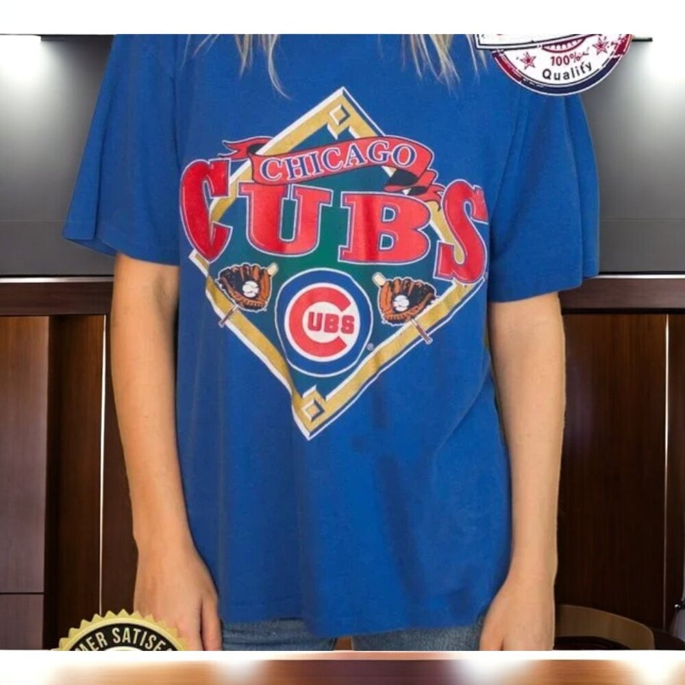 MLB Chicago Cubs Logo T-Shirt, Chicago Cubs Shirt size L blue color ABI989